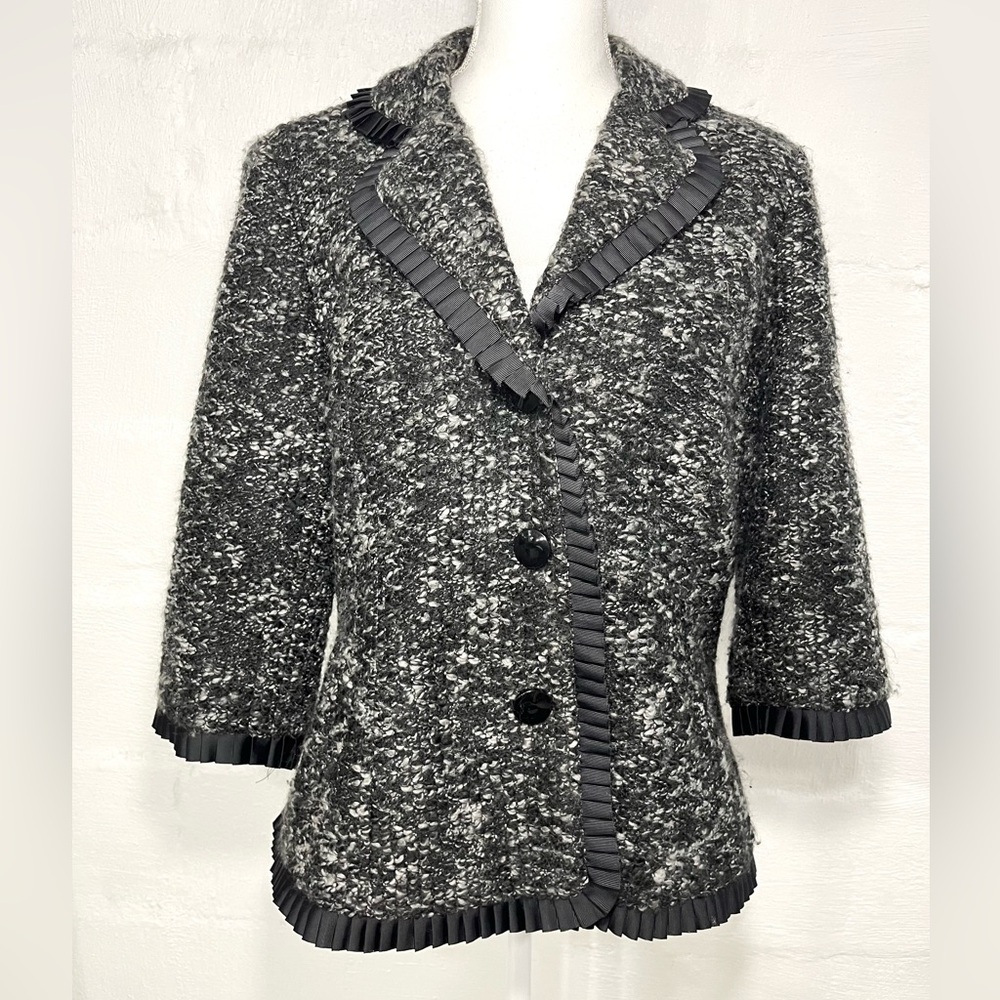 SANDRO BUTTON TWEED BLAZER